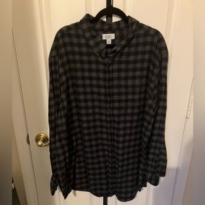 Black and grey flannel button down